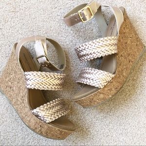 [Faded Glory] Rose Gold Woven Strappy Wedges